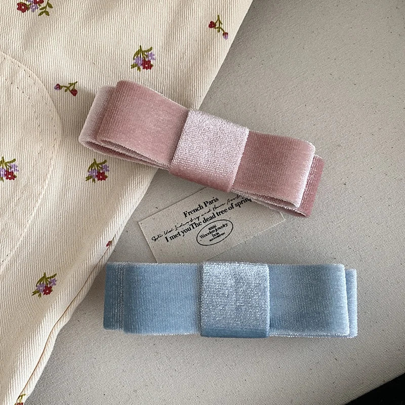 Fashion Trendy Lustrous Solid Color Hair Clips for Girls Elegant Sweet Barrette for Women Ladies Hair Accessories Female Bowknot