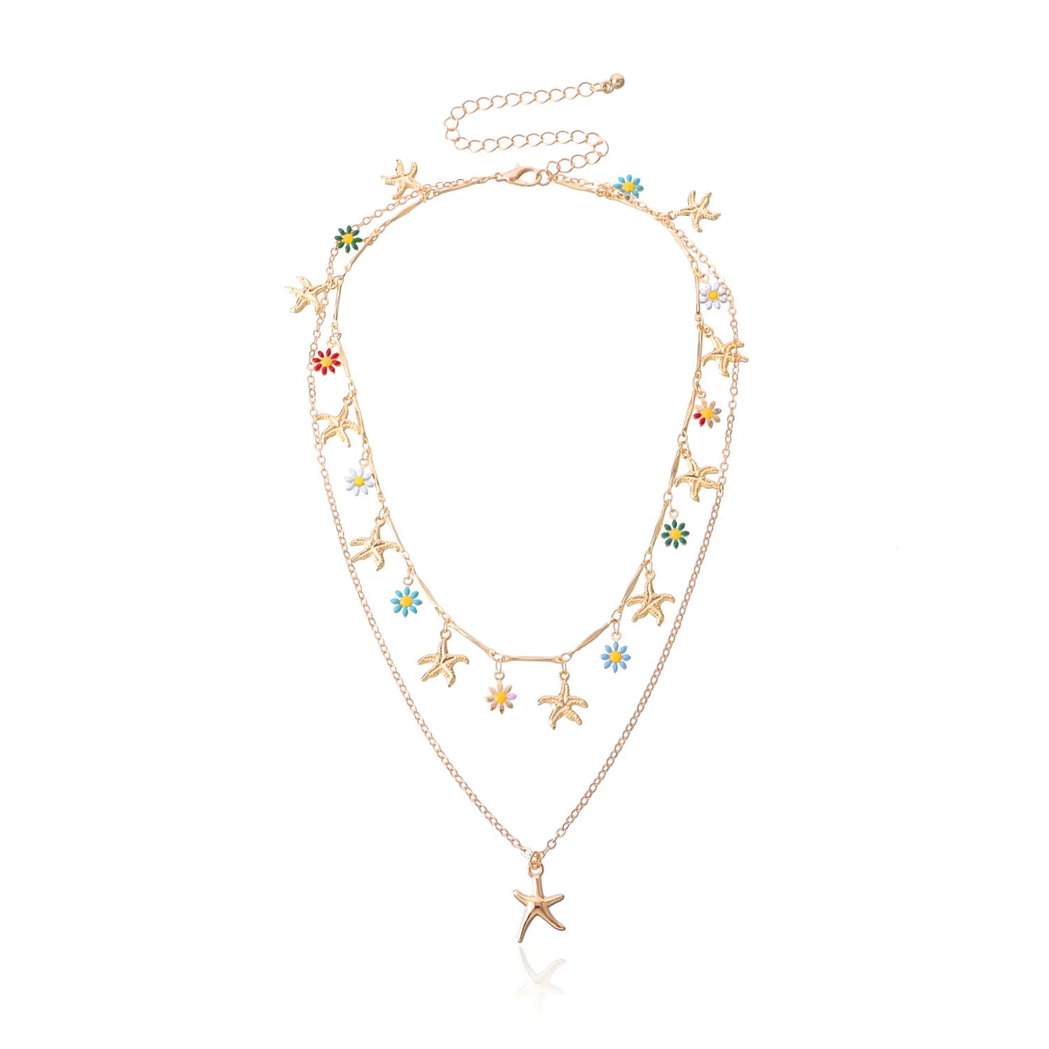 Fashion Flower Sea Layered Wearing Necklaces for Girls Sweet Cute Elegant Jewelry for Women Lady Accessories Wholesale Supplier