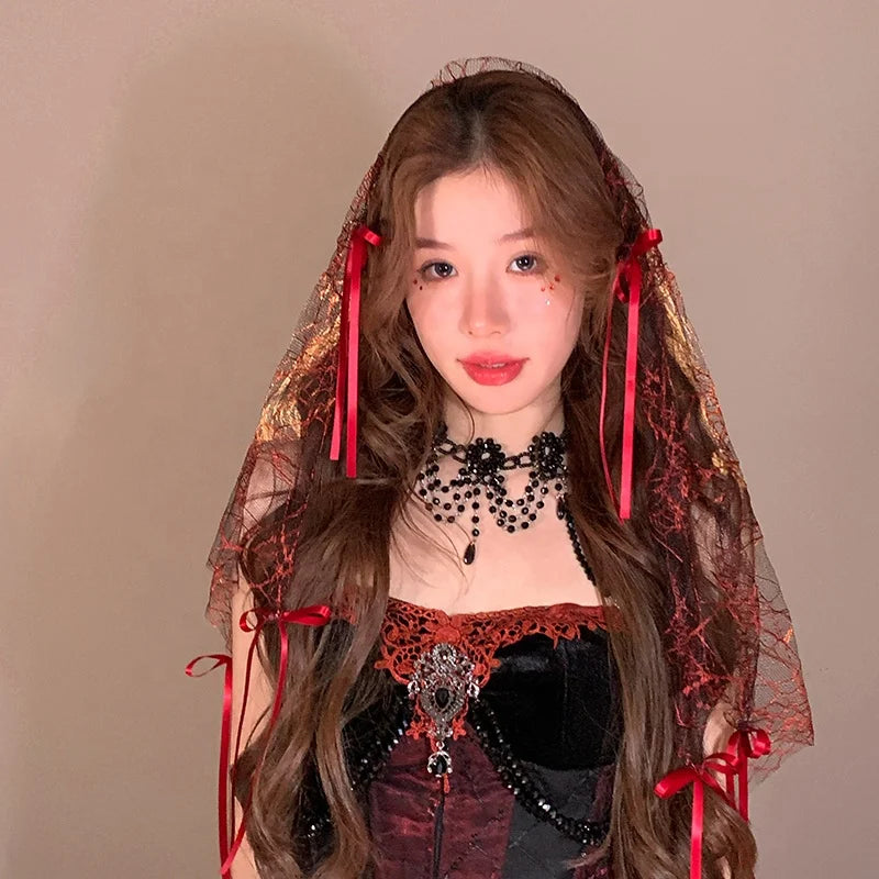 Women Halloween Festival Accessories Solid Colored Tulle Veil Hairpins Fashion Elegant Customized Bulk Order for Female Girls