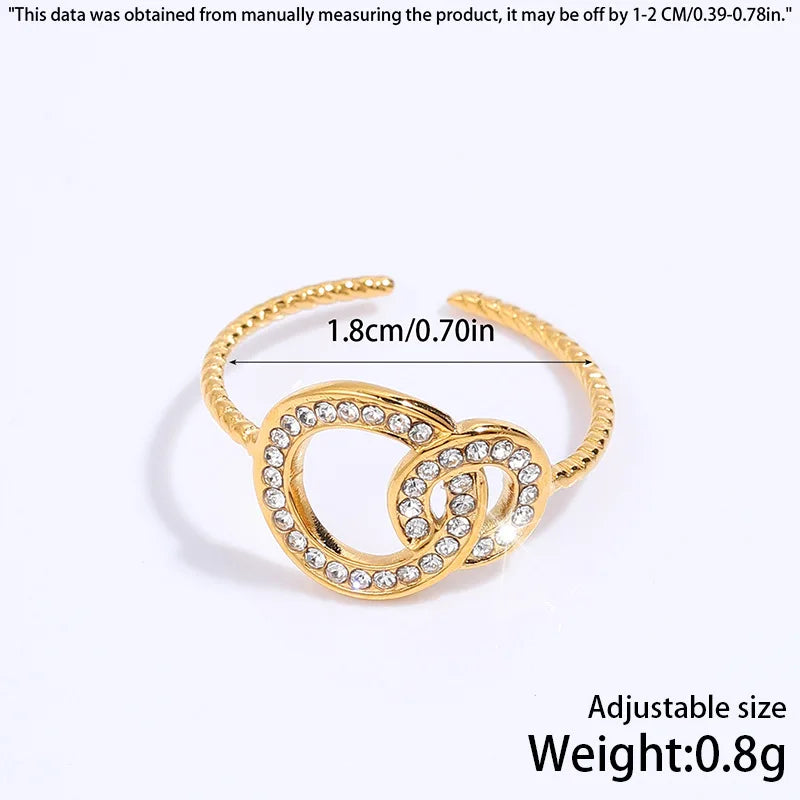 Fashionable Rings Women Simple Wheat Ear Style Gemstone Rings Versatile High-end Stainless Steel Jewelry Accessories Wholesale
