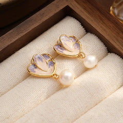 Fashion S925 Silver Freshwater Pearl Copper 18K Gold Plated Drop Earrings for Girls Sweet Jewelry for Women Ladies Wholesale