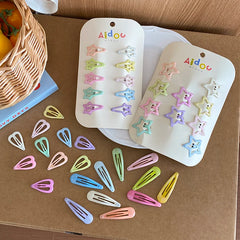 Fashion Simple Solid Color Hair Clips for Baby Girls Star Heart Shaped Snap Clips for Kids Children Hair Accessories in Stock