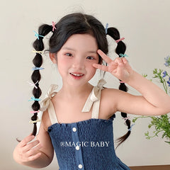 Mini Bowknot Cute Sweet Scrunchies Solid Color Kawaii Hair Ties for Baby Girls Kids Children Teens Hair Accessories Stock