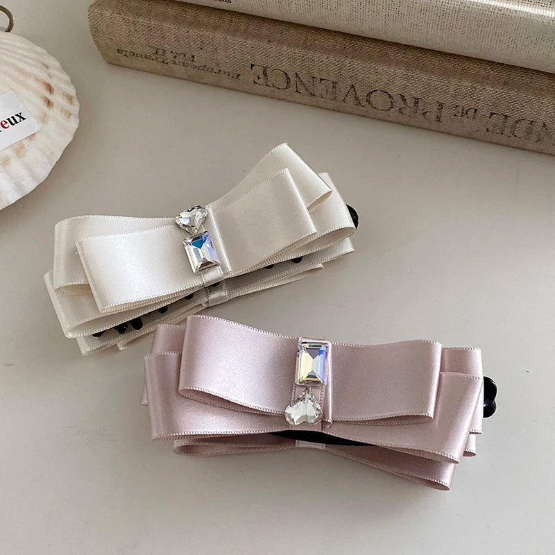 Fashion Elegant Glitter Bowknot Solid Color Hair Clips for Girls Banana Clips for Women Ladies Hair Accessories in Stock Sweet
