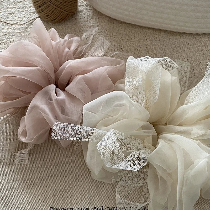Fashion Elegant Ribbon Sweet Scrunchies for Girls Trendy French Style Hair Ties for Women Ladies Hair Accessories in Stock