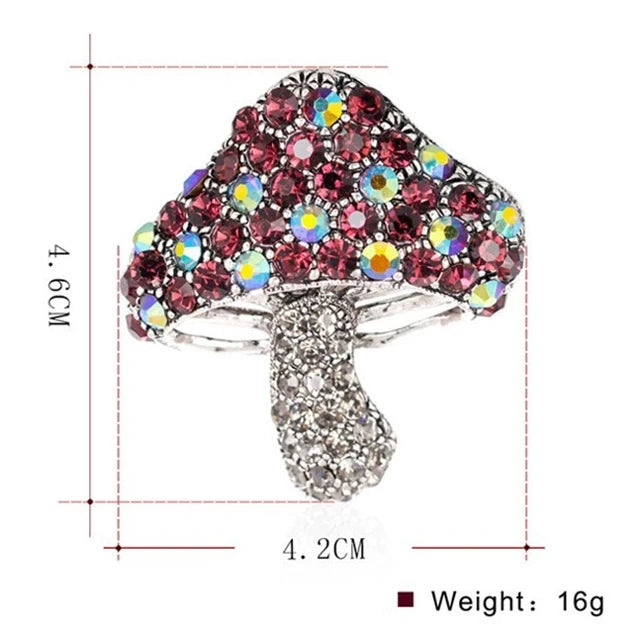 Fashion Glitter Sparkle Mushroom Sweet Brooches for Girls Trendy Stylish Elegant Jewelry for Women Ladies Accessories Wholesale