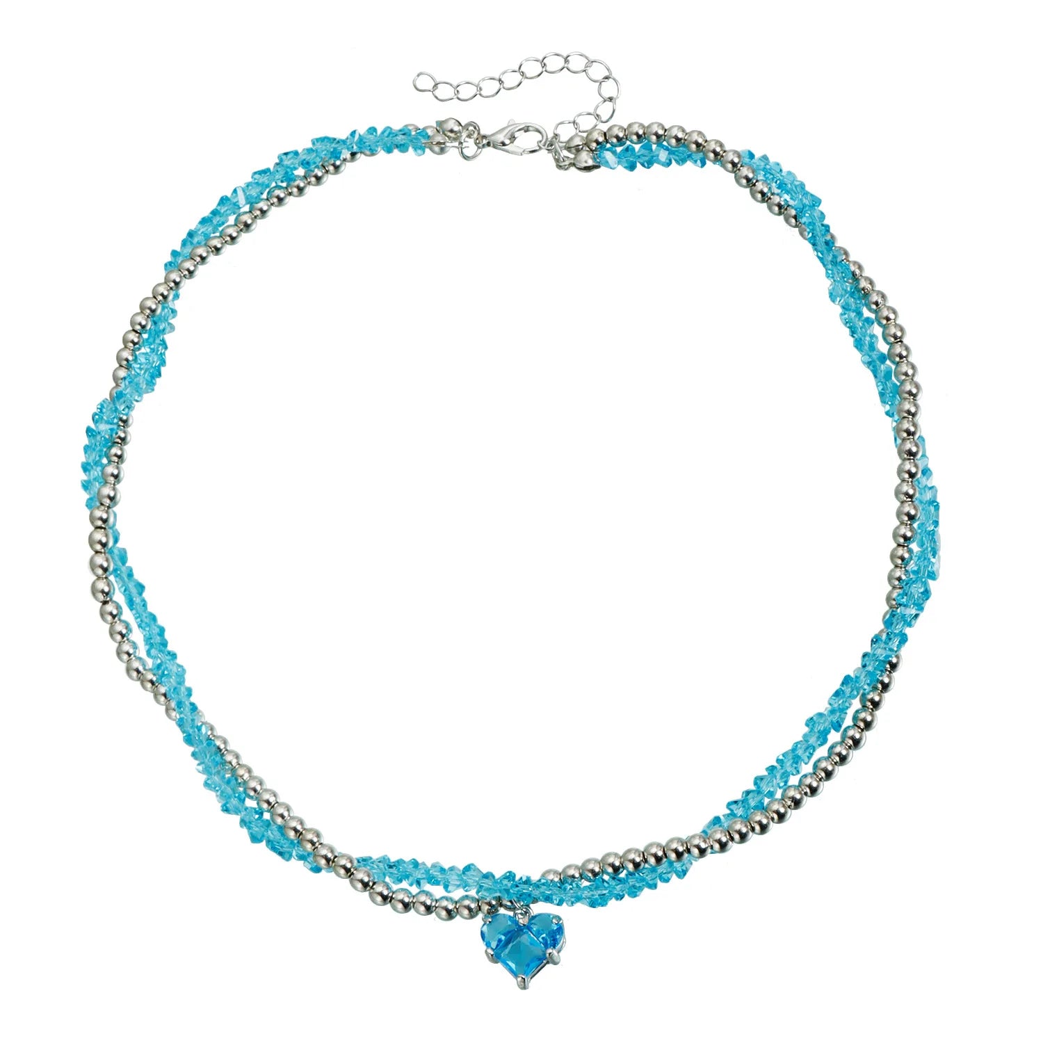 Y2K Fashion Sweet Heart Cute Glamorous Necklaces for Girls Trendy Stylish Beads Jewellry for Women Ladies Female Accessories