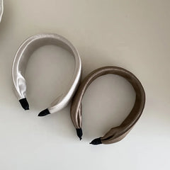 Female Solid Colored Wide Large Headbands Fashion Graceful Vintage Glossy Customized in Stock Hairbands Accessories for Women