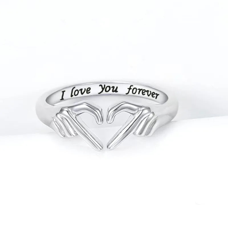 European and American Personalized Heart-shaped Rings Simple Fashion Both Hands Style Ring Romantic Gift for Couple Accessories