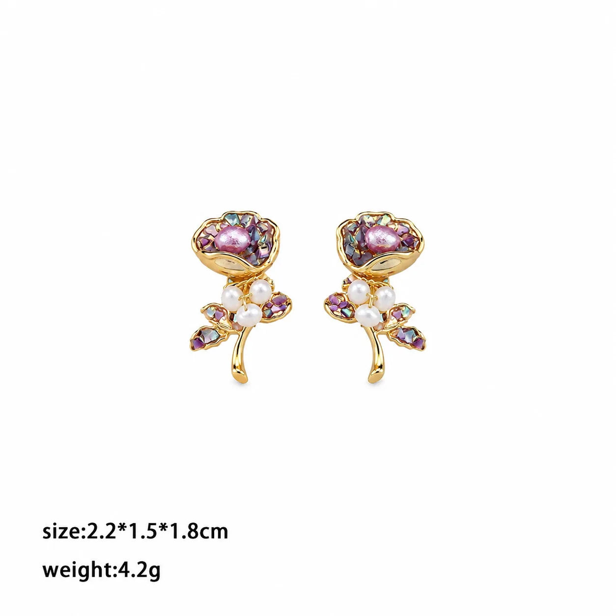 Fashion S925 Silver Freshwater Pearl Crushed Shell Flower Stud Earrings for Girls Sweet Jewelry for Women Ladies Wholesale