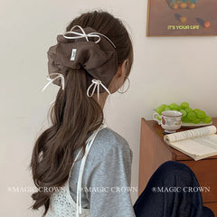 Women's Vintage Sweet Party-Style Hair Ties Accessory Female Multiple Large Thick Thin Ponytail Holder Imitation Pearl Bowknot