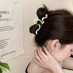 Fashion Simple Solid Candy Color Hair Claw Clips for Girls Imitation Pearl Elegant Haarspange for Women Ladies Hair Accessories