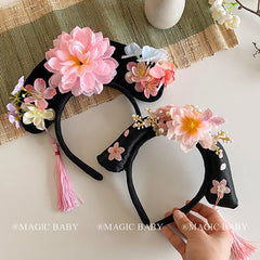 Vintage Chinese Style Flower Head Bands for Baby Girls Cosplay Cute Sweet Hair Band for Kids Children Hair Accessories in Stock