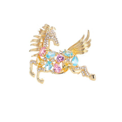 Fashion Glitter Rhinestone Sweet Horses Animals Brooches for Girls Trendy New Year Stylish Jewelry for Women Ladies Accessories