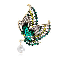 Fashion Butterfly Glitter Rhinestone Sweet Brooches for Girls Trendy Elegant Pins Jewelry for Women Ladies Accessories Wholesale