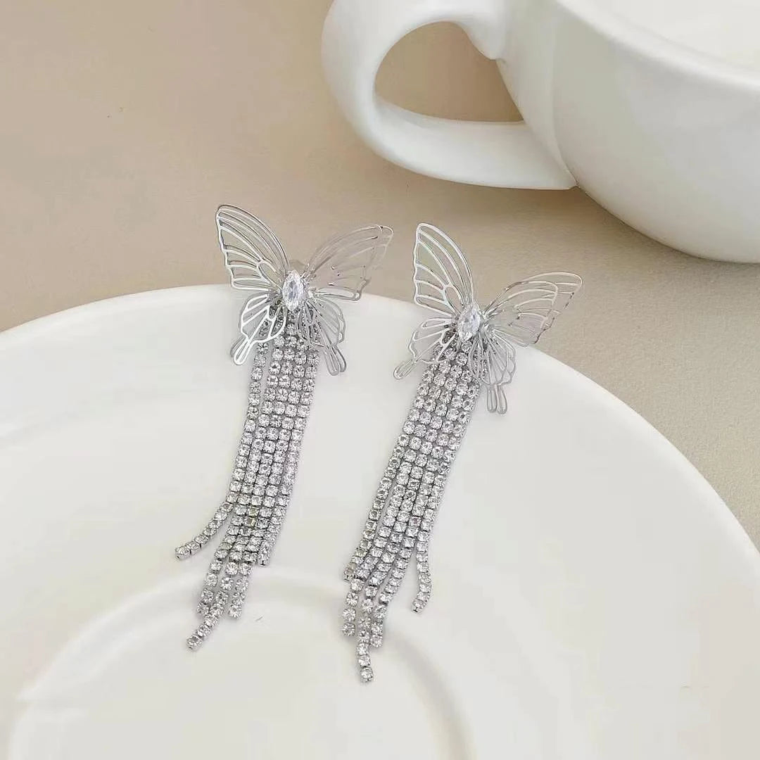 Women Hot Sale Tassel Leaf Imitation Pearl Long Drop Earring Fashion Elegant Luxurious Affordable Bulk Daily Jewelry Accessory