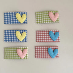 Kids Grid Heart Decorative Rectangle Snap Clips Fashion Sweet New Design in Stock Hairpins Accessory for Children Daily Causal