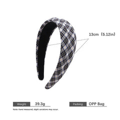 2025 Hot Sale Women Grid Simple Wide Headbands Trendy Elegant Customized Bulk Order in Stock Hairband Accessory for Female Daily