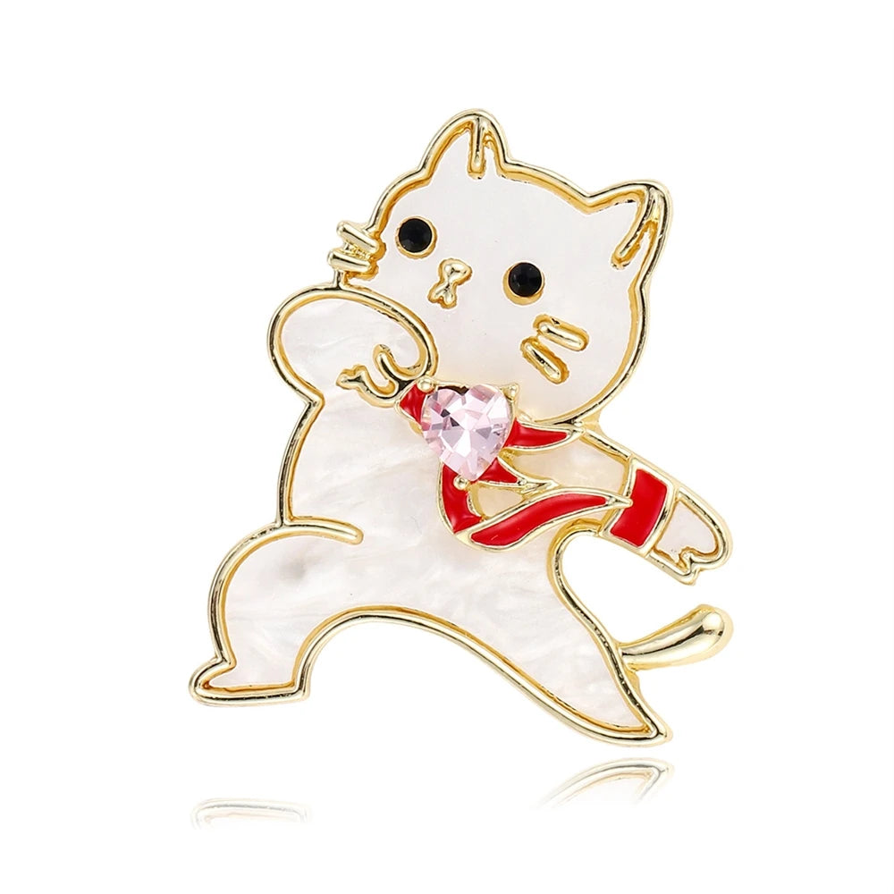 Fashion Sweet Cute Animals Cat Puppy Brooches for Girls Kawaii Minimalistic Pins Jewelry for Women Ladies Accessories Wholesale