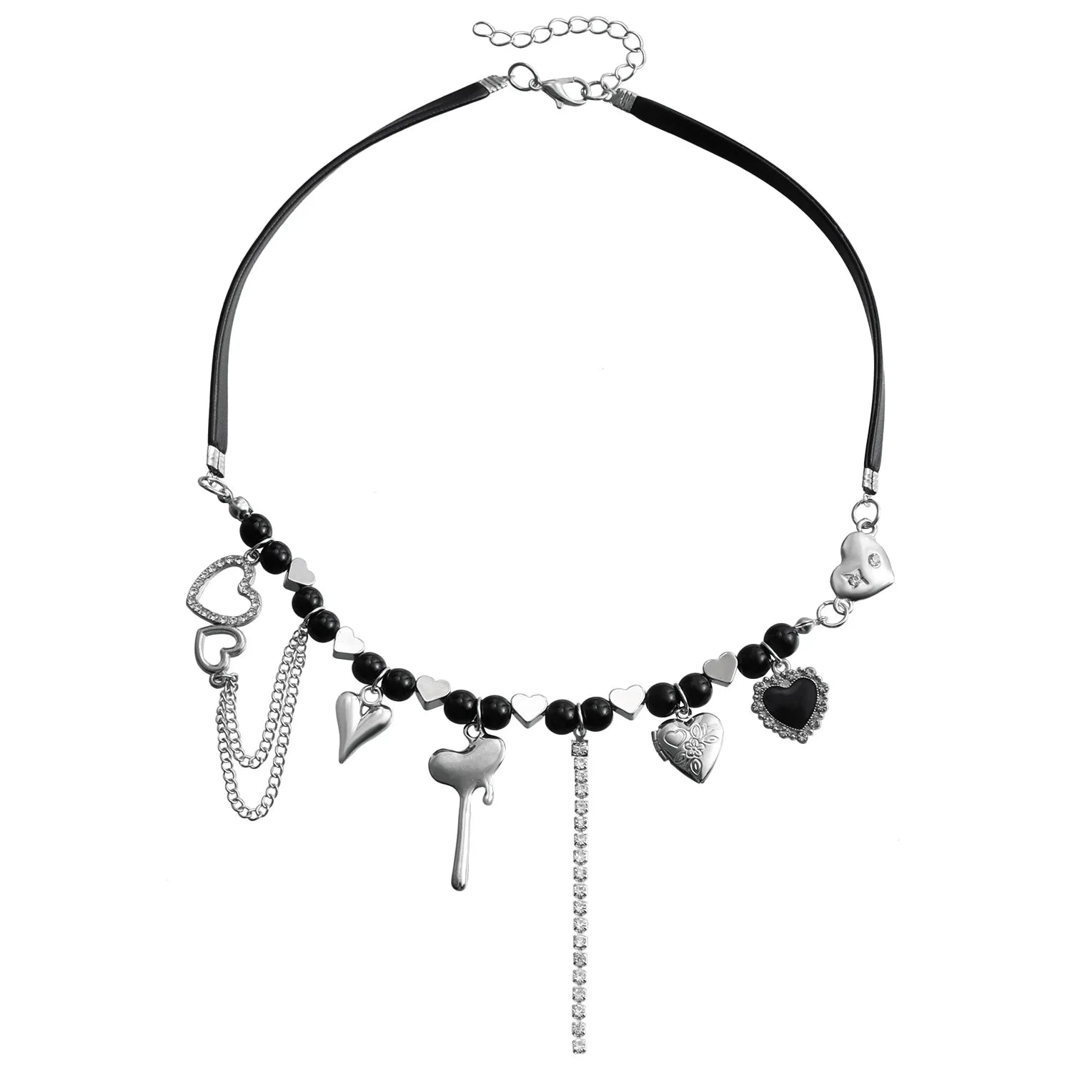 Fashion Sweet Heart Shaped Beads Necklaces for Girls Elegant Spicy Glamorous Jewelry for Women Ladies Choker Accessories Female