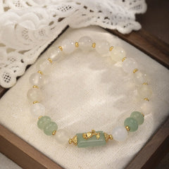Fashion Green Aventurine Beads Bracelets for Girls Elegant Vintage Jewelry Chinese Style for Women Ladies Wholesale Sweet