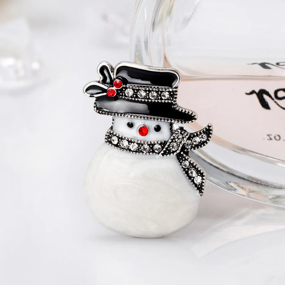 Fashion Simple Rhinestone Glitter Snowman Sweet Brooches for Girls Trendy Minimaliatic Pins Jewelry for Women Ladies Accessories