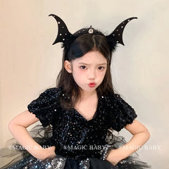 2025 Halloween Wicked Spooky Bat Head Band for Baby Girls Fashion Devil Point Hair Band for Kids Children Hair Accessories Chic