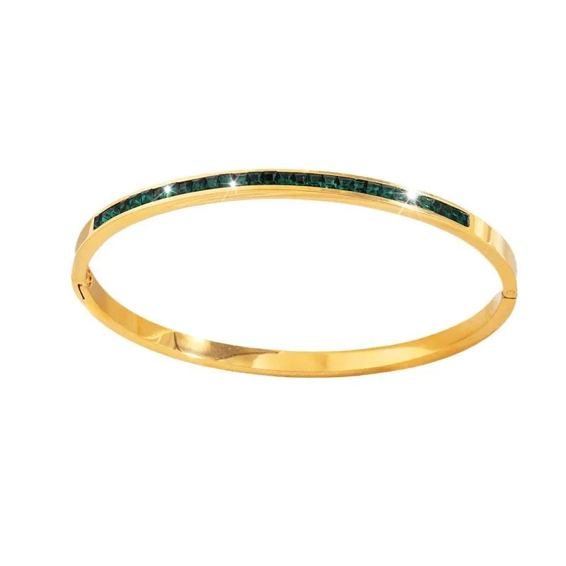 Fashionable Colorful Micro-Zircon Bracelet Glitter Stainless Steel Non-fading High-end Dainty Women's Jewelry Accessories Bulk