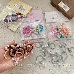 Simple Fashion Minimalistic High ELastic Scrunchies for Baby Girls Imitation Pearl Hair Ties for Kids Children Hair Accessories