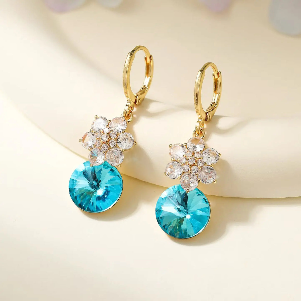 Fashion Ocean Tassels Glitter Floral Drop Earrings for Girls Elegant Rhinestone Jewelry for Women Ladies Accessories Wholesale