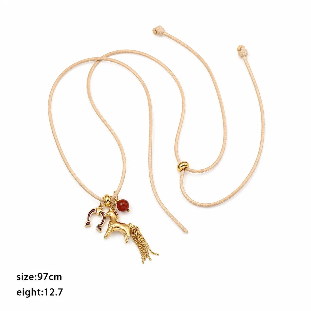 Fashion Natural Stone Copper Horse Animals Pendent Necklaces for Girls Trendy Jewelry for Women Ladies Wholesale China Factory