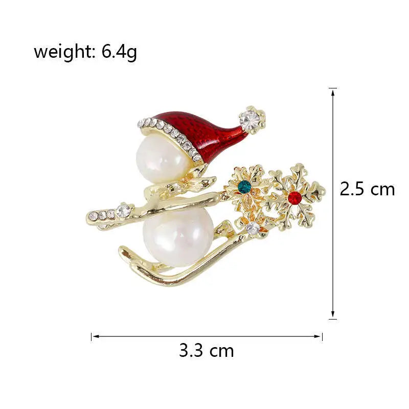 Fashion Snowman Snowflake Christmas Lustrous Brooches for Girls Stylish Trendy Pins Jewelry for Women Lady Accessories Hot Sale