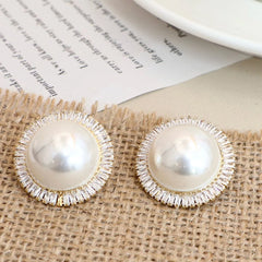 Simple Minimalistic Imitation Pearl Elegant Sweet Stud Earrings for Girls Graceful Trendy Jewellry for Women Ladies Accessories