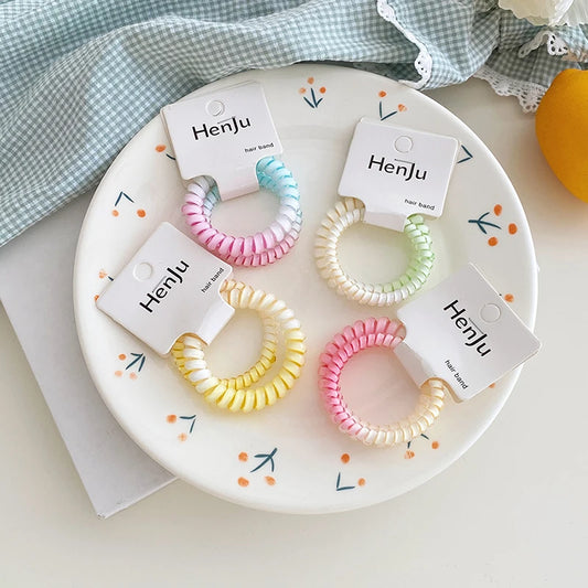Brand New Candy Color Telephone Wire Hair Ties Simple High Elastic Scrunchies for Women Ladies Fashionable Sweet Accessories