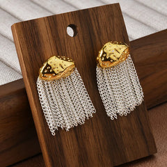 Korean Style Minimalist Earrings Women High-end Chain Tassel Stud Earring Super Fairy Cold Wind Earrings Fashionable Chic Bulk