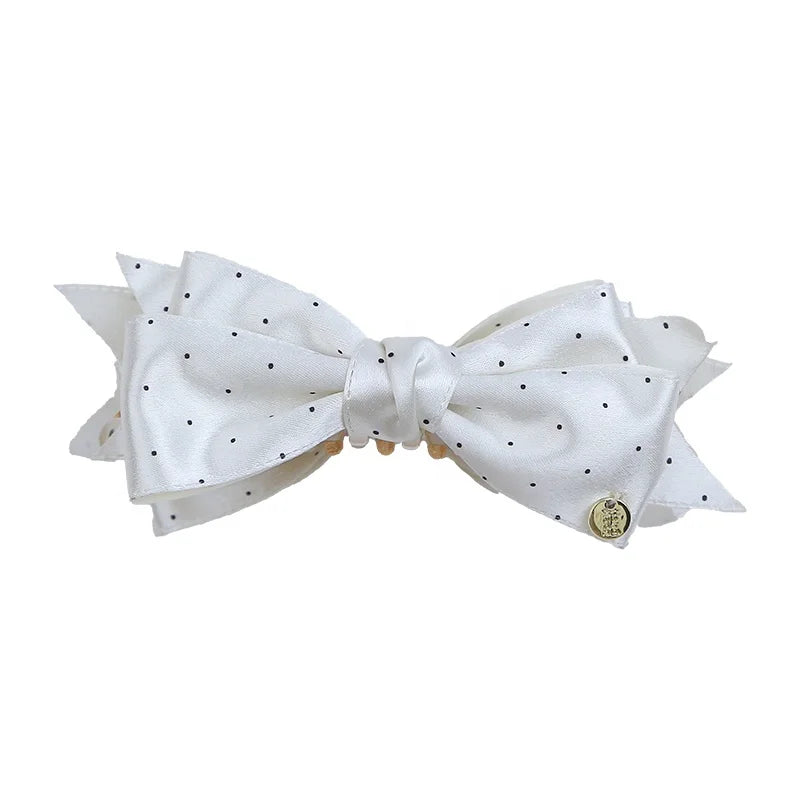 Fashion Sweet Polka Dot Bowknot Hair Clips for Girls Elegant Banana Clips for Women Ladies Hair Accessories in Stock Chic