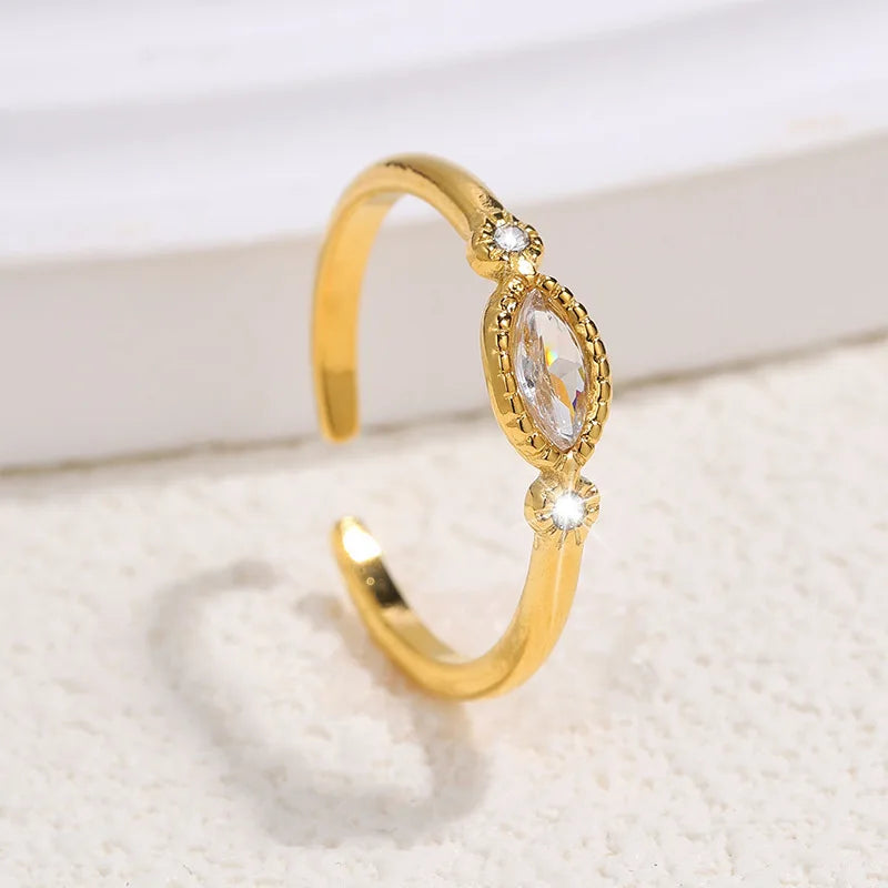 Fashionable Rings Women Simple Wheat Ear Style Gemstone Rings Versatile High-end Stainless Steel Jewelry Accessories Wholesale