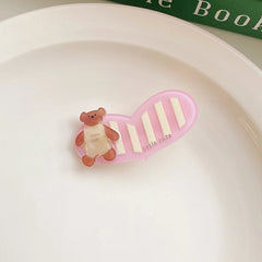 Cute Animals Stripe Heart Shaped Sweet Hair Clips for Girls and Women Graceful Alligator Accessory for Party Fashion