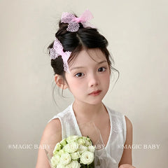 Solid Color Lace Bowknot Sweet Cute Hair Clips for Baby Girls Fashion Chic Alligators for Kids Children Hair Accessories Stylish