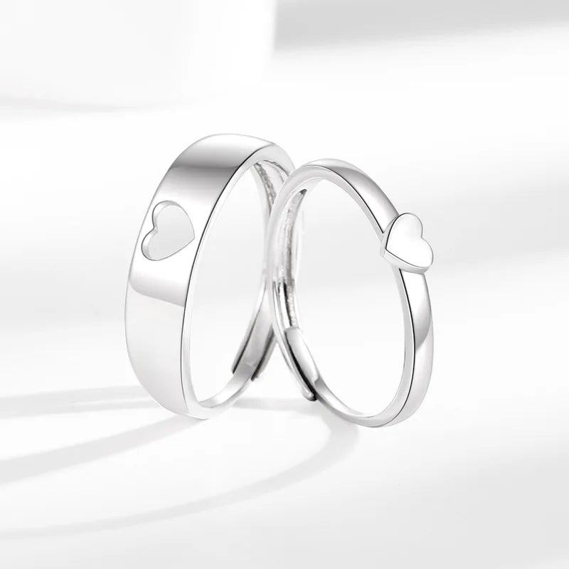 Korean-style Simple Heart-shaped Hollowed-out Rings Cute Gifts for Women Couple Wedding Ring Engagement Marriage Jewelry Bulk