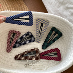Vintage Plaid French Style Hair Clips for Girls Fashion Trendy Stylish Simple Snap Clips for Women Ladies Hair Accessories