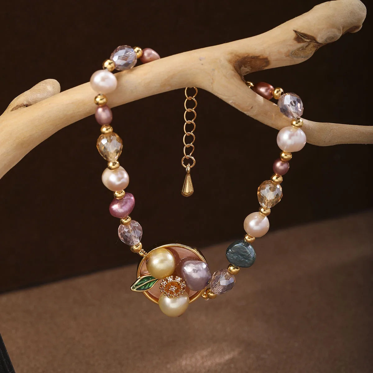 Fashion Freshwater Pearl Glass Crystal Flower Bracelets for Girls Trendy Jewelry for Women Ladies Wholesale China Factory