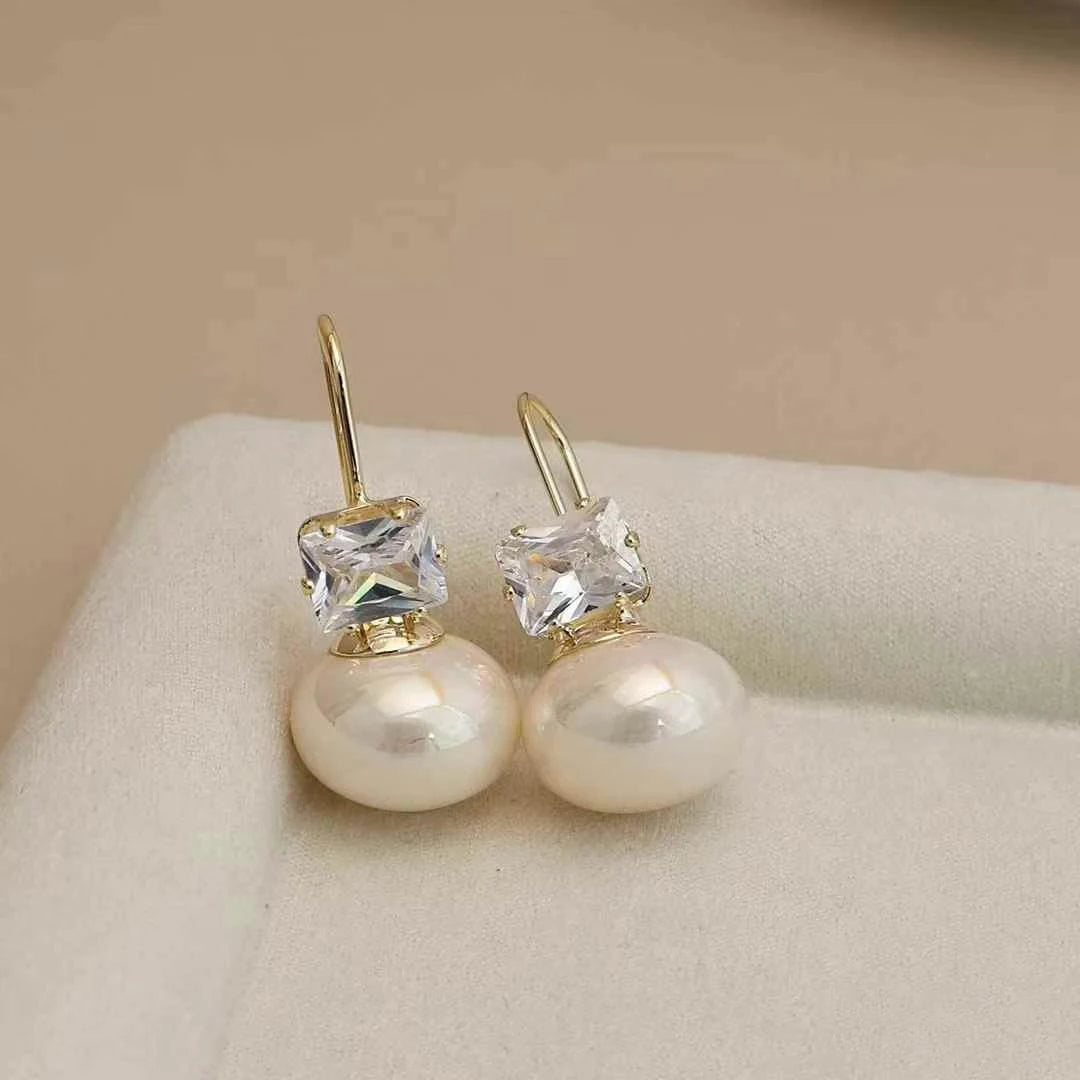 Ladies Rhinestone Imitation Pearl Small Drop Earring Fashion Elegant Charms Glamorous Wholesale Jewelry Accessories for Causal