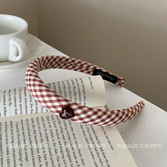 Female Plaid Heart Bowknot Wide Headbands French Vintage Elegant Trendy Wholesale in Stock Hairbands Accessories for Women Daily