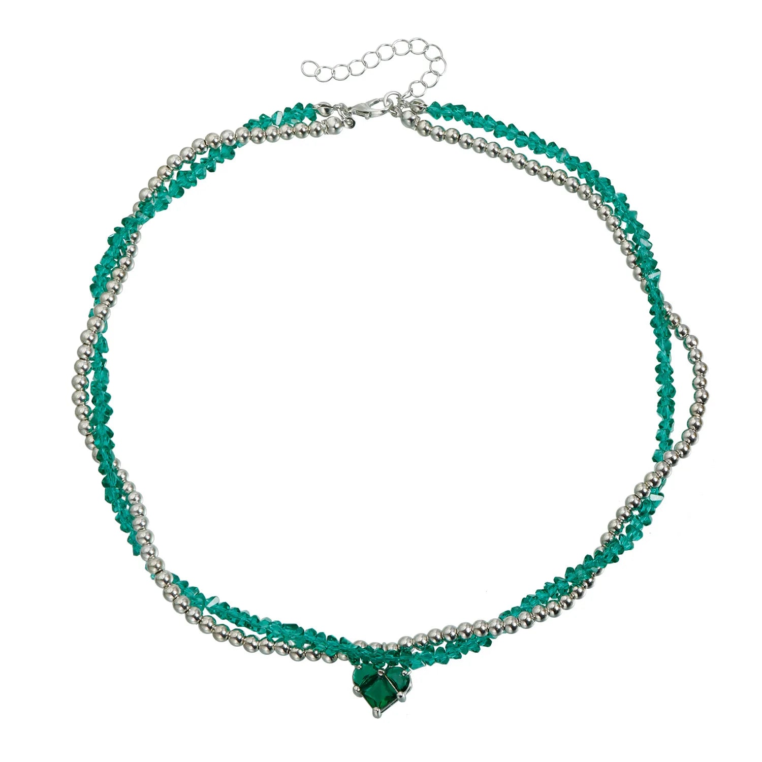 Y2K Fashion Sweet Heart Cute Glamorous Necklaces for Girls Trendy Stylish Beads Jewellry for Women Ladies Female Accessories