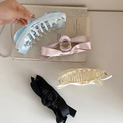 Simple Solid Color Classic Bowknot Hair Claw Clips for Girls Fashion Sweet Cute Hair Clutches for Women Ladies Hair Accessories