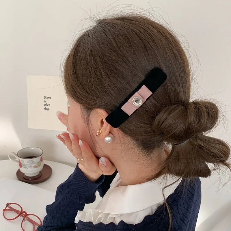 Fashion Simple Elegant Hair Clips for Girls French Style Graceful Glitter Bowknot Barrettes for Women Ladies Hair Accessories