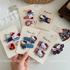 Girly Aesthetic Cat Bowknot Cartoon Small Alligator Clips Sweet Cute Fashion New Design Hairpins Accessories for Kids Children