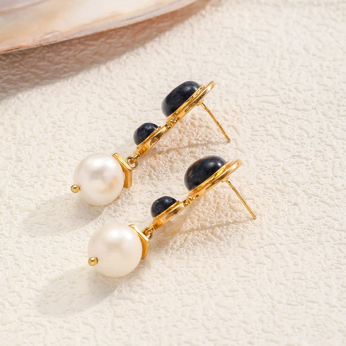 Women Black Gray Natural 18k Gold-plated S925 Silver Earring Fashion Elegant Charms Low MOQ Factory Price in Stock Jewelry