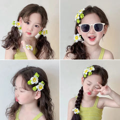 Fashion Flower Imitation Pearl Luxurious Scrunchies for Baby Girls Sweet Cute Elegant Hair Ties for Kids Child Hair Accessories